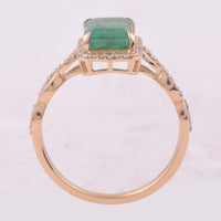 1.89 Ct Octagon Step Cut Natural Emerald 14K Gold Ring