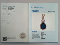 4.52 Ct Pear Mixed Cut Natural Sapphire 14K Gold Pendant
