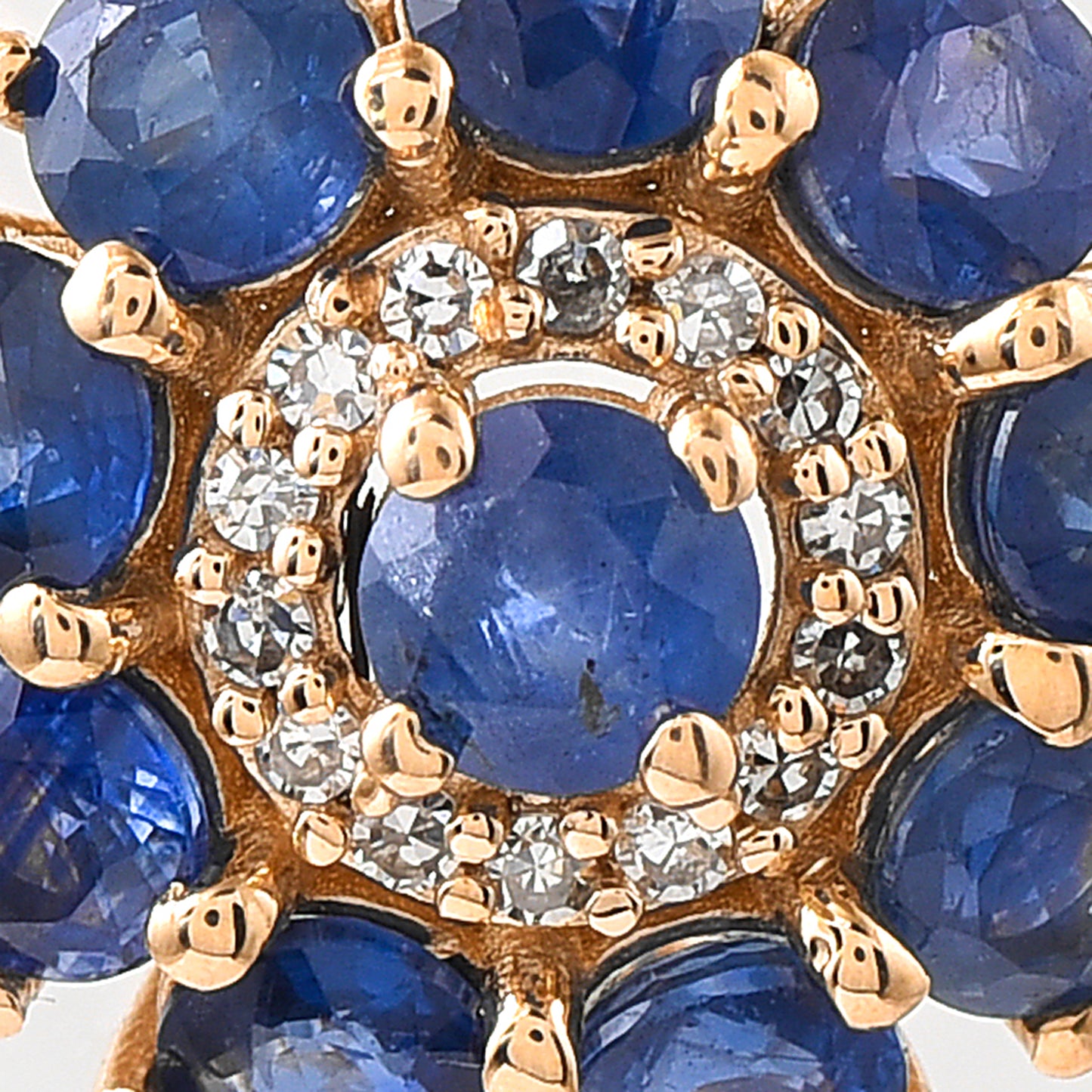 2.20 Ct Round Mixed Cut Natural Sapphire 14K Gold Pendant