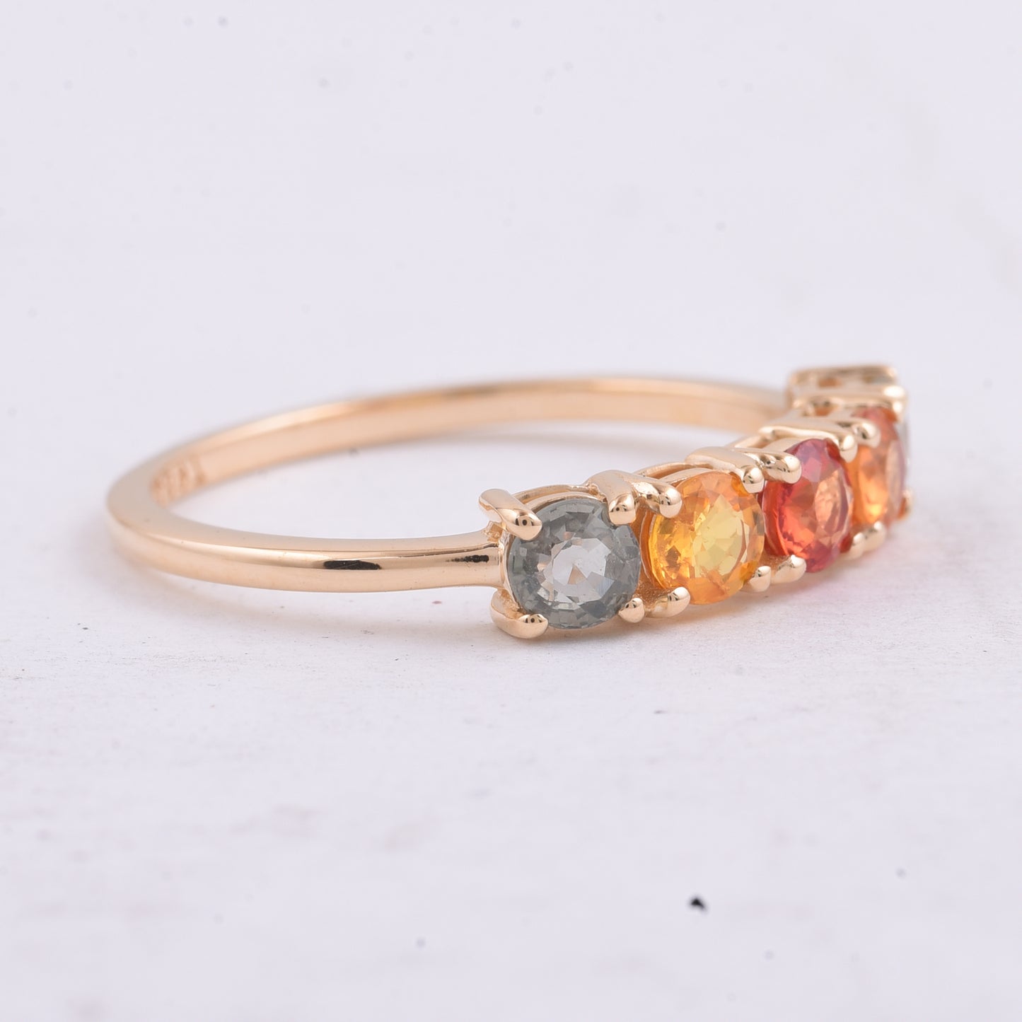 1.12 Ct Round Natural Multi-Coloured Sapphire 14K Gold Ring