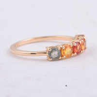 1.12 Ct Round Natural Multi-Coloured Sapphire 14K Gold Ring