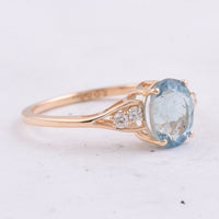 1.49 Ct Oval Natural Aquamarine 14K Gold Ring