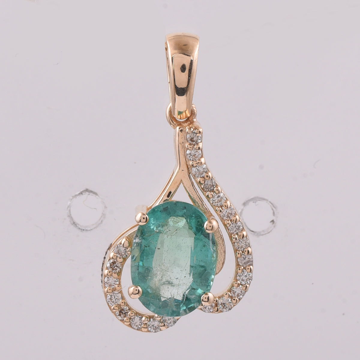 0.96 Ct Oval Natural Emerald 14K Gold Pendant