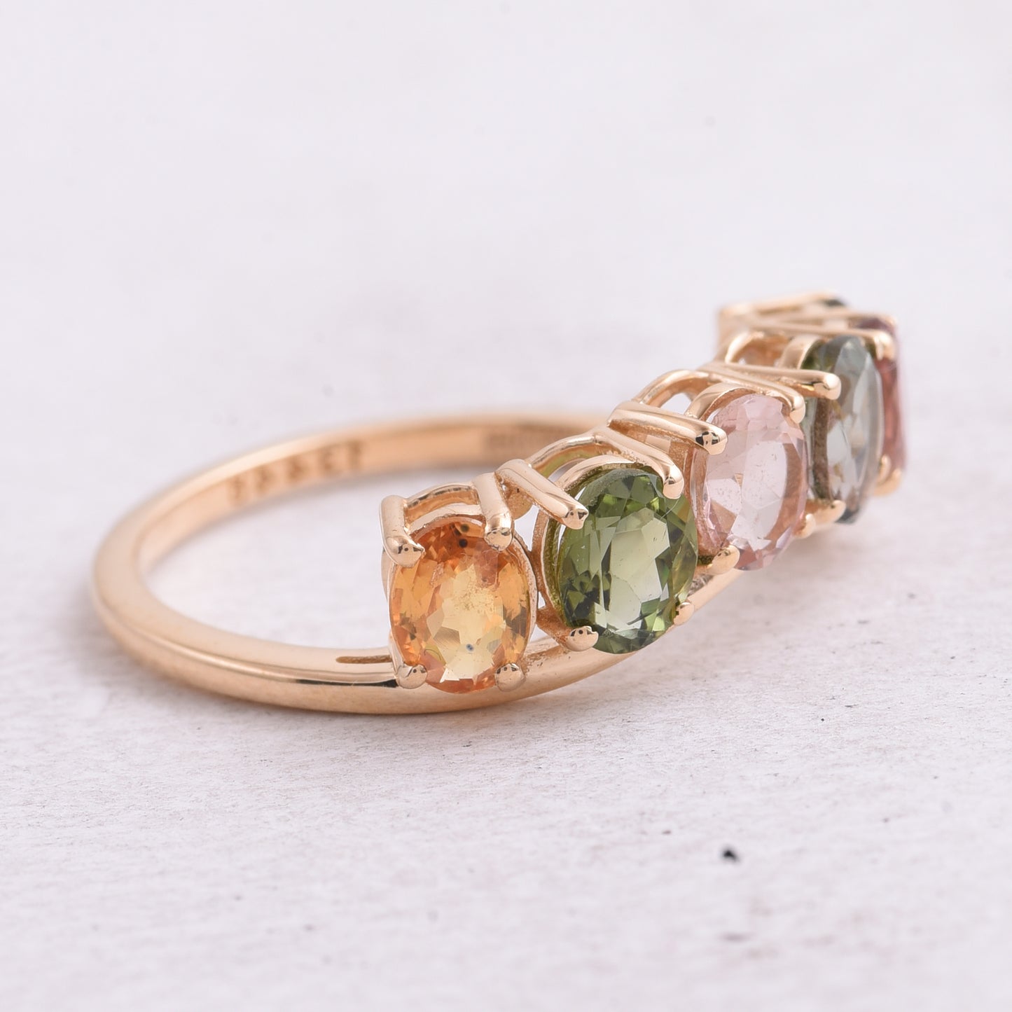 2.22 Ct Oval Mixed Cut Natural Multi-Coloured Tourmaline 14K Gold Ring