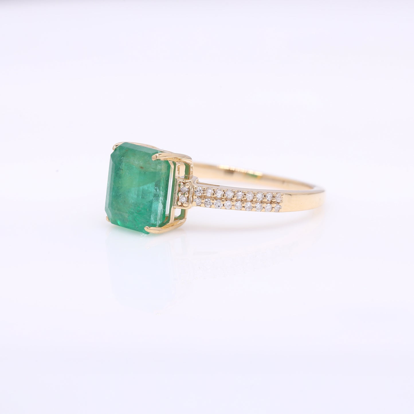 2.98 Ct Octagon Step Cut Natural Emerald 14K Gold Ring