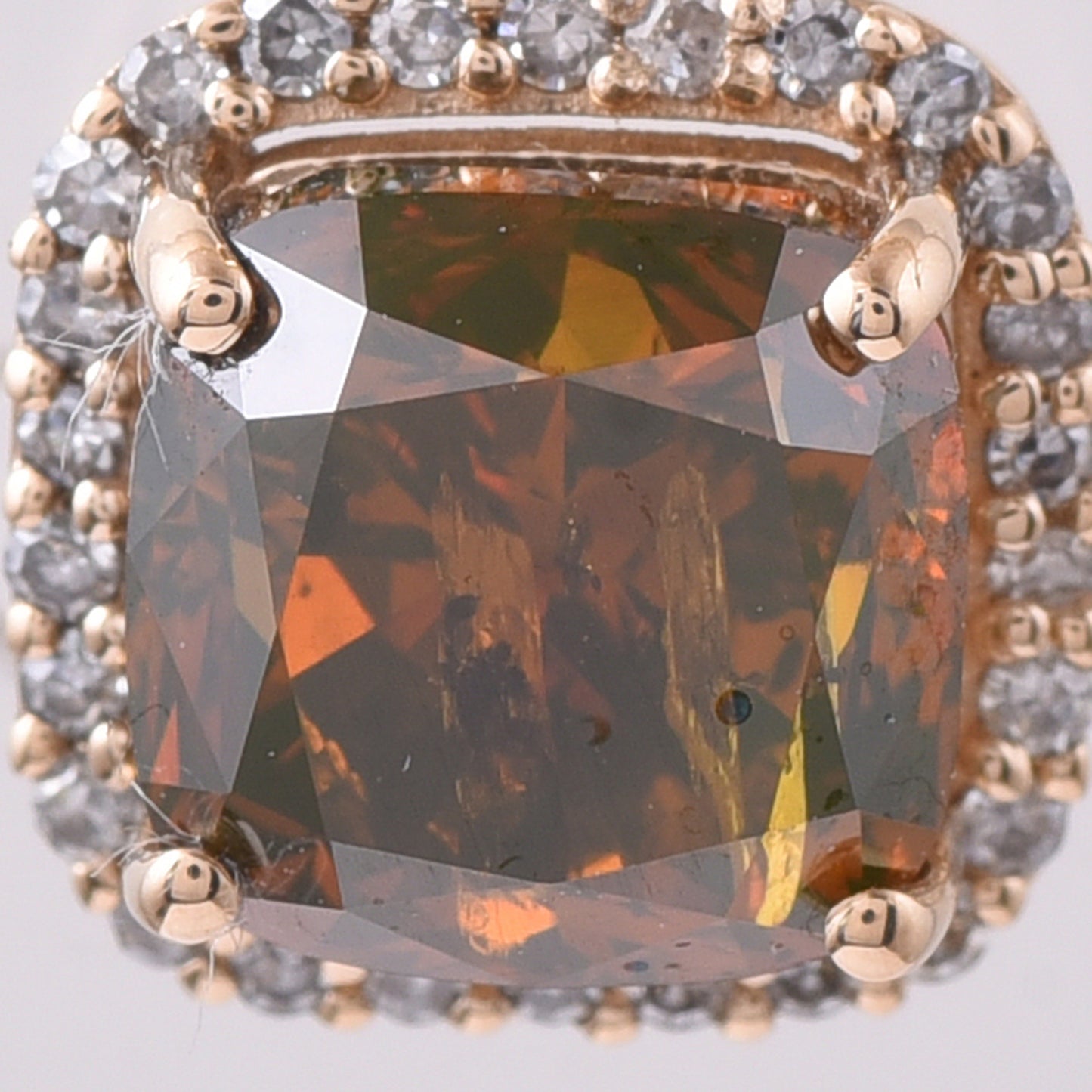 2.09 Ct Cushion Red Diamond 14K Gold Pendant
