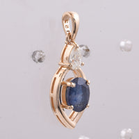 1.39 Ct Oval Natural Sapphire 14K Gold Pendant