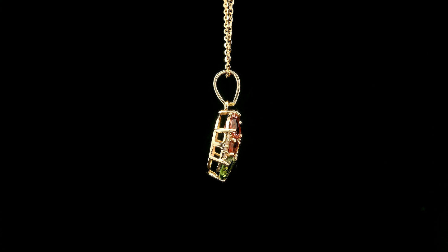 1.50 Ct Trillion Tourmaline 14K Gold Pendant