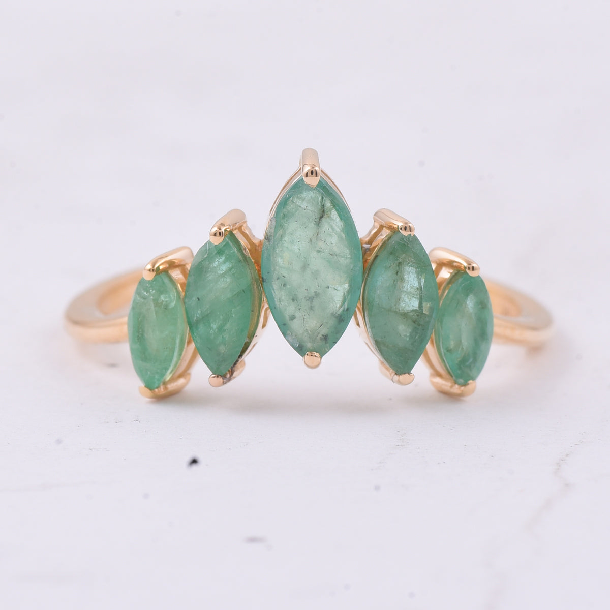 1.22 Ct Marquise Natural Emerald 14K Gold Ring