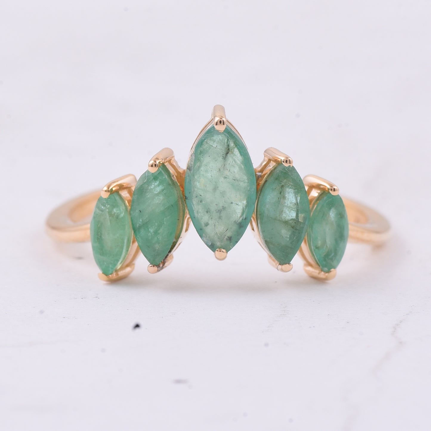1.22 Ct Marquise Natural Emerald 14K Gold Ring