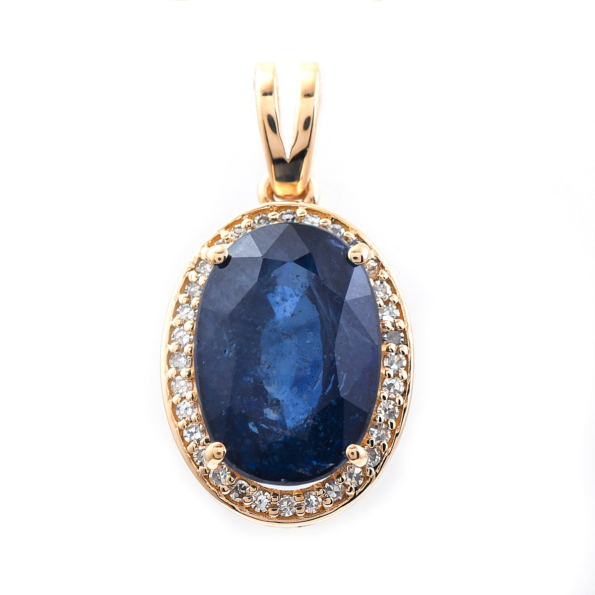 4.04 Ct Oval Mixed Cut Natural Sapphire 14K Gold Pendant