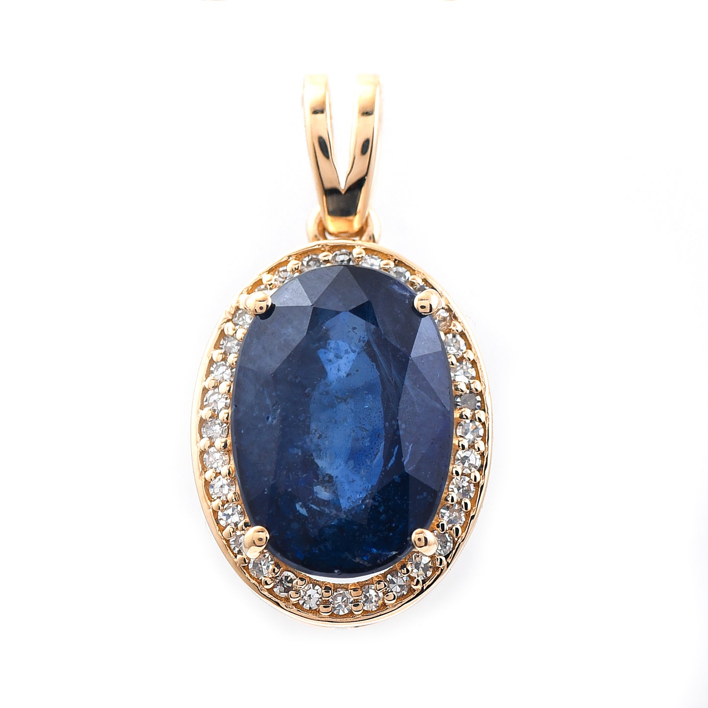 4.04 Ct Oval Mixed Cut Natural Sapphire 14K Gold Pendant