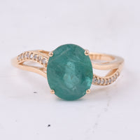 2.59 Ct Oval Natural Emerald 14K Gold Ring