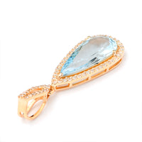2.15 Ct Pear Mixed Cut Natural Aquamarine 14K Gold Pendant