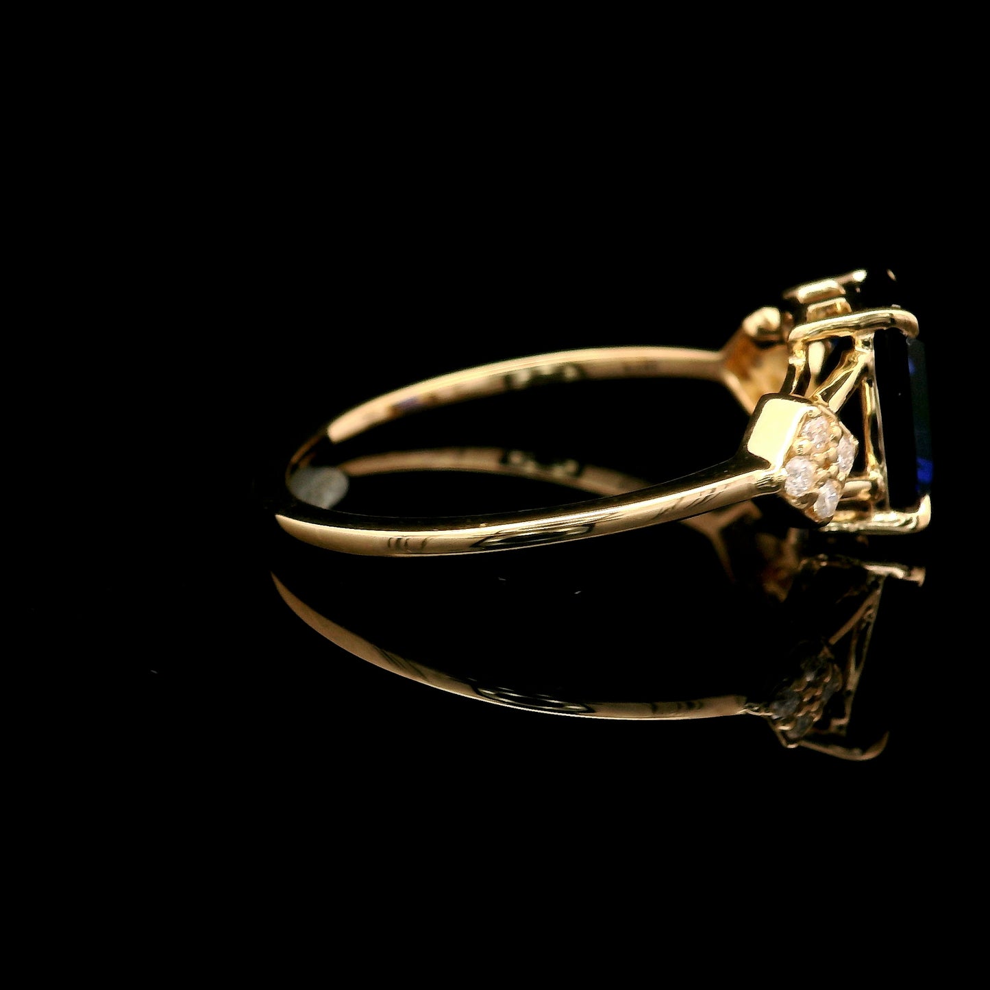 1.78 Ct Emerald Cut Lab Grown Sapphire 14K Gold Ring