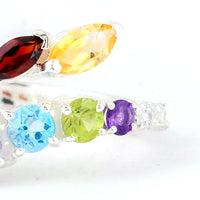 1.59 Ct Round Amethyst, Blue Topaz, Peridot, Cubic Zirconia, Citrine, Garnet 925 Sterling Silver Ring