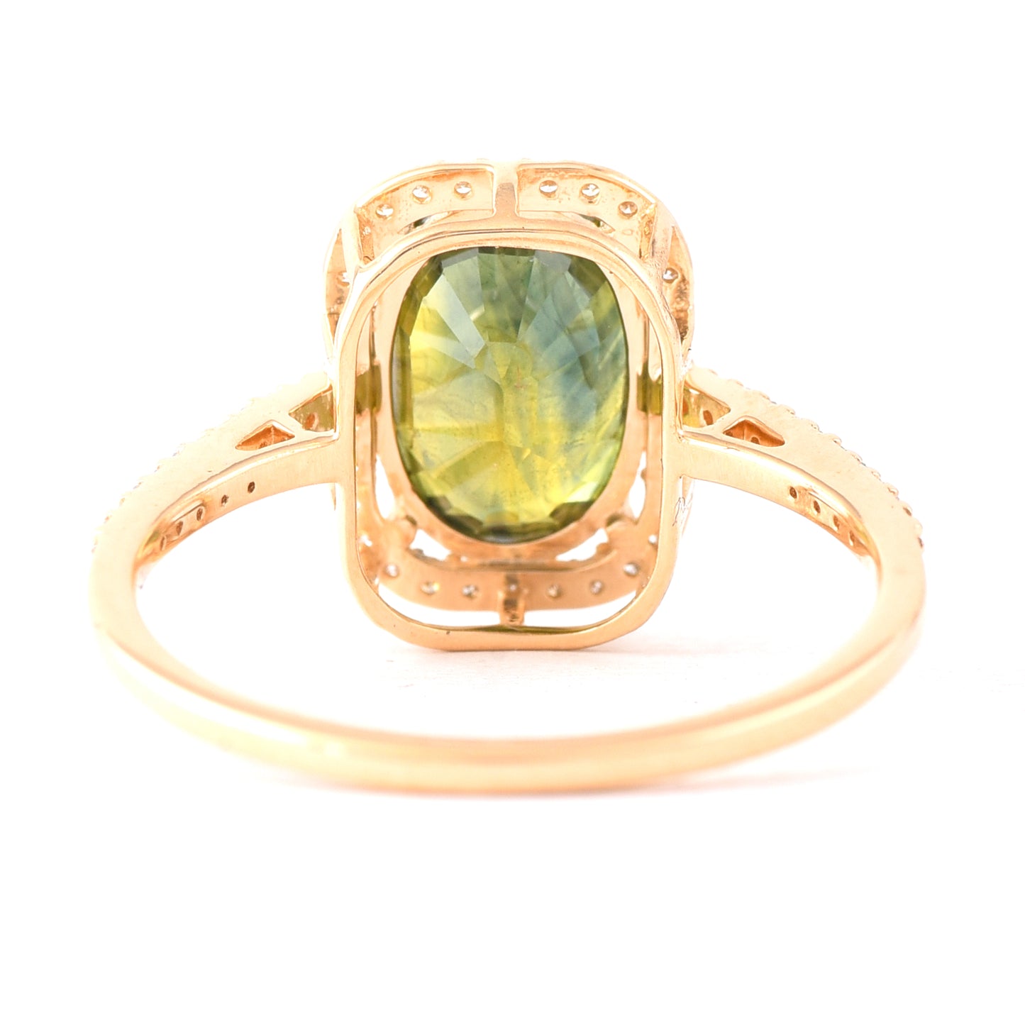 3.12 Ct Oval Mixed Cut Natural Bi-Coloured Sapphire 14K Gold Ring
