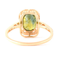3.12 Ct Oval Mixed Cut Natural Bi-Coloured Sapphire 14K Gold Ring
