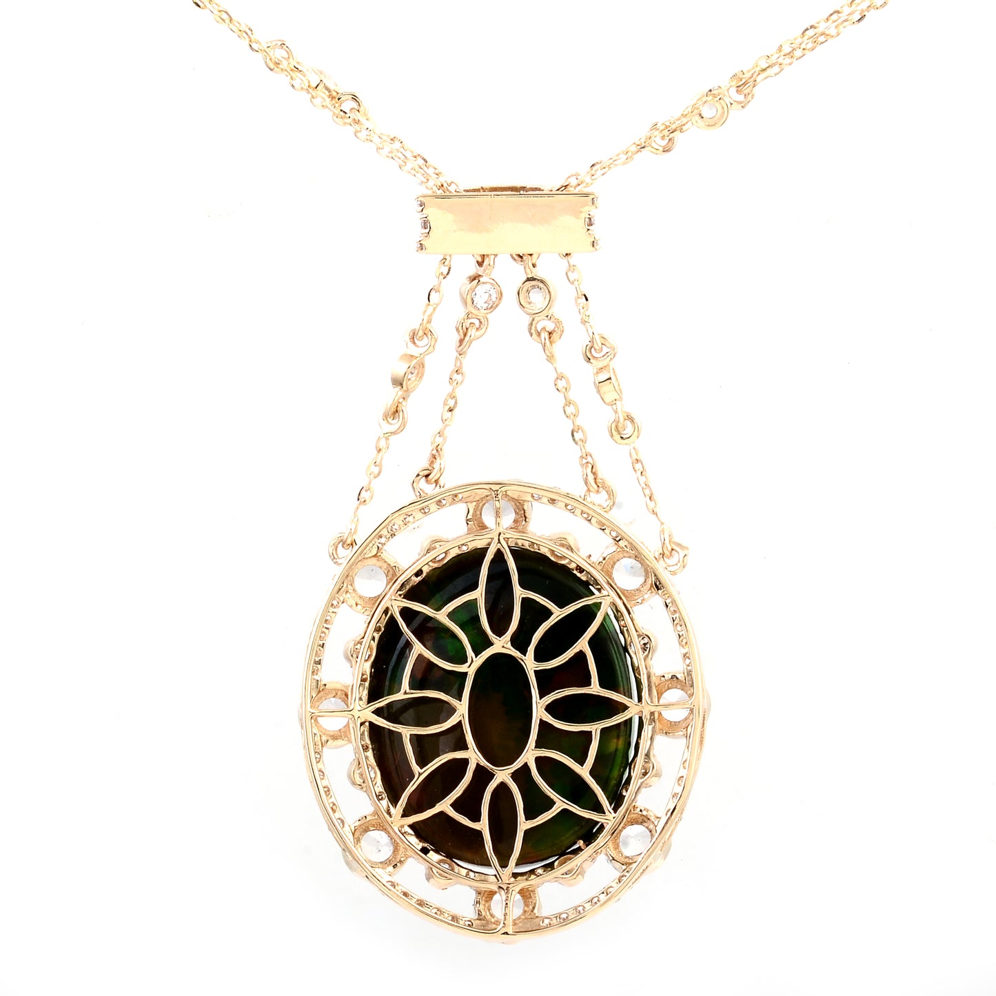 13.21 Ct Oval Opal 14K Gold Pendant