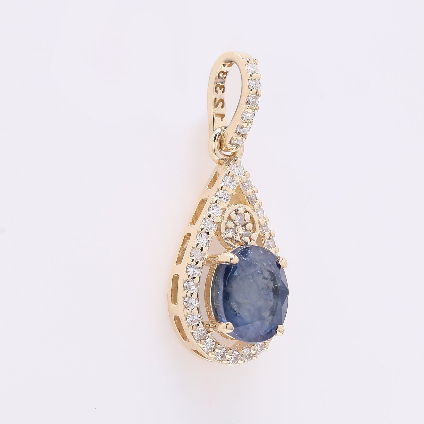 1.20 Ct Oval Mixed Cut Natural Sapphire 14K Gold Pendant