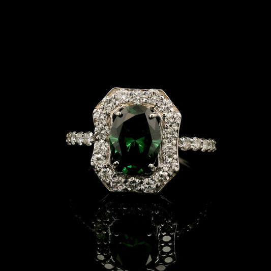2.24 Carats Green Lab Grown Diamond 14K Gold Ring