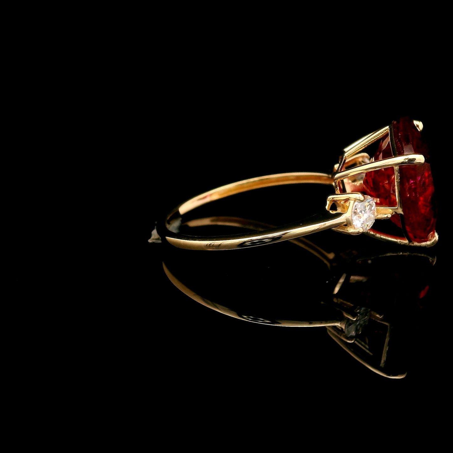 7.85 Ct Trillion Lab Grown Ruby 14K Gold Ring