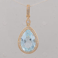 3.74 Ct Pear Aquamarine 9K Gold Pendant