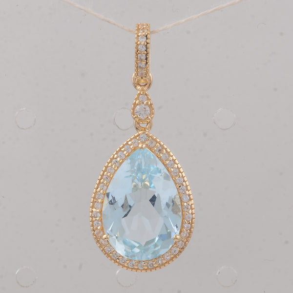 3.74 Ct Pear Aquamarine 9K Gold Pendant