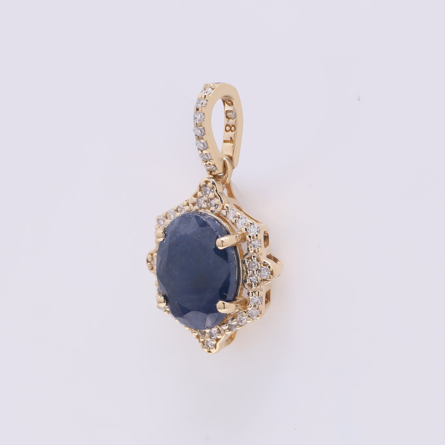 2.32 Ct Oval Mixed Cut Natural Sapphire 14K Gold Pendant