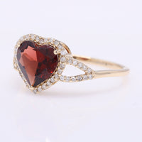 1.75 Ct Heart Mixed Cut Natural Garnet 14K Gold Ring