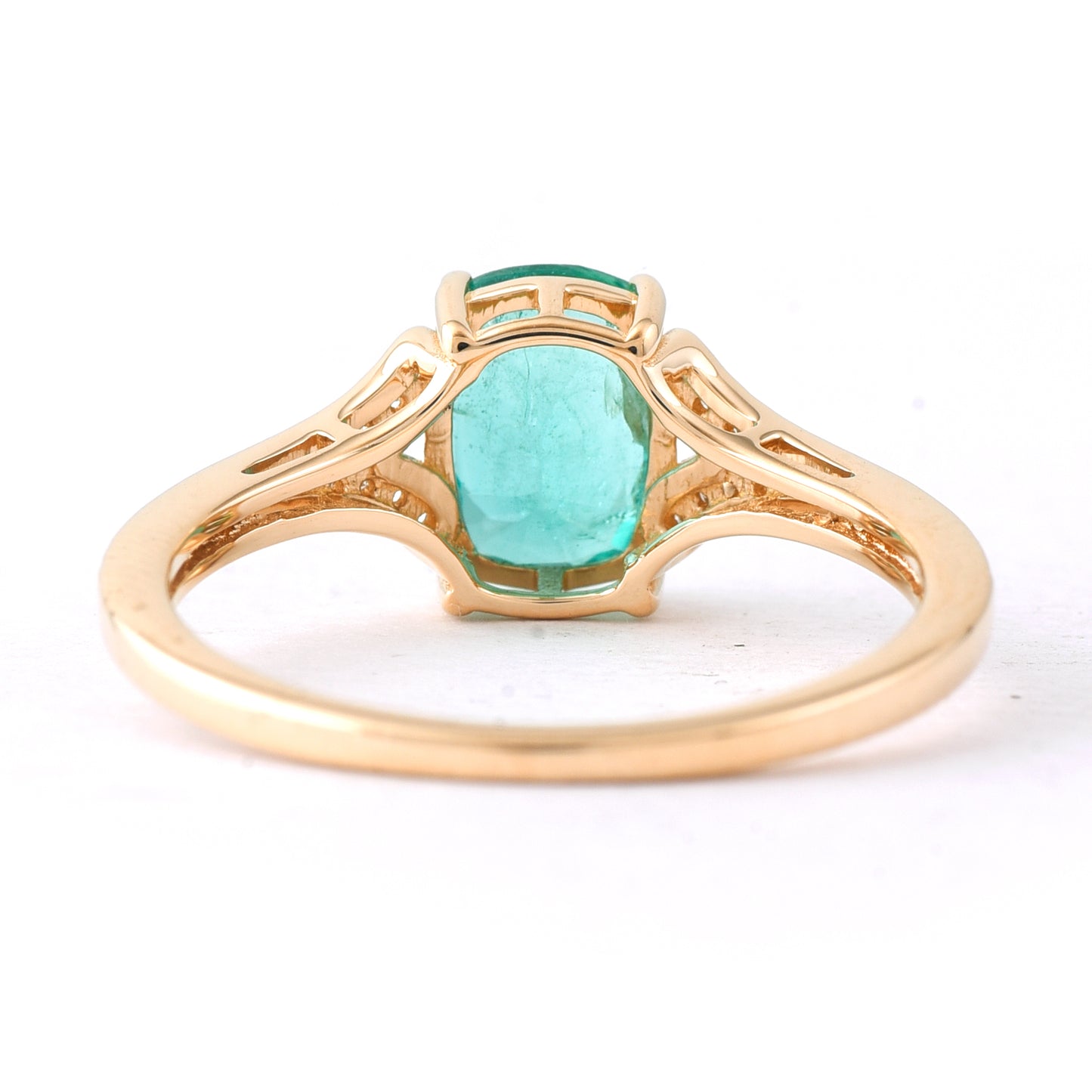 1.40 Ct Cushion Mixed Cut Natural Emerald 14K Gold Ring