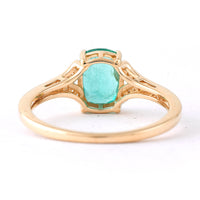 1.40 Ct Cushion Mixed Cut Natural Emerald 14K Gold Ring
