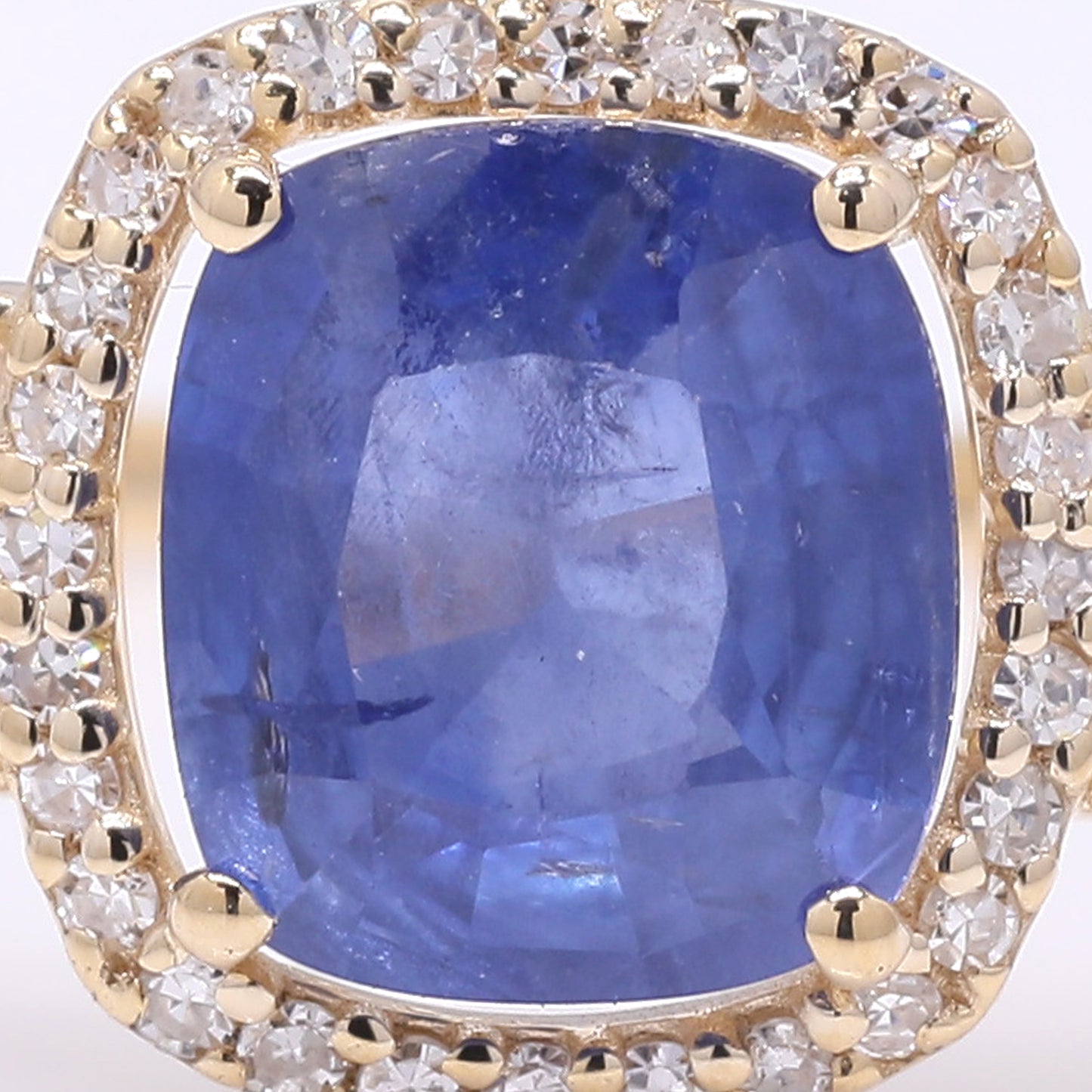 1.70 Ct Cushion Mixed Cut Natural Sapphire 14K Gold Ring