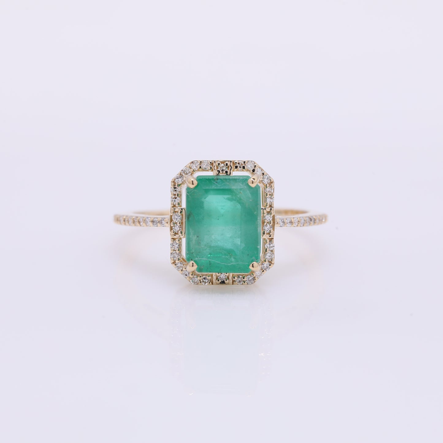 2.75 Ct Octagon Step Cut Natural Emerald 14K Gold Ring
