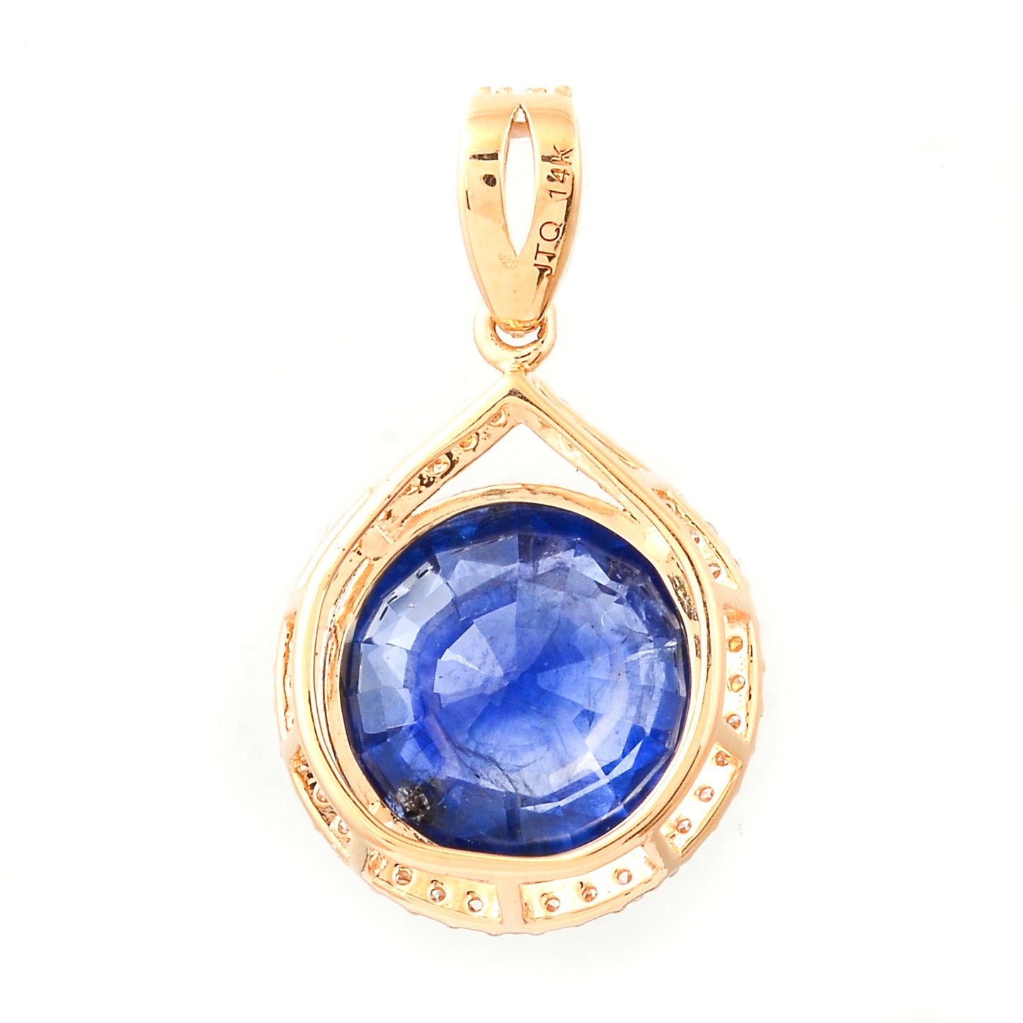 4.75 Ct Round Mixed Cut Natural Sapphire 14K Gold Pendant