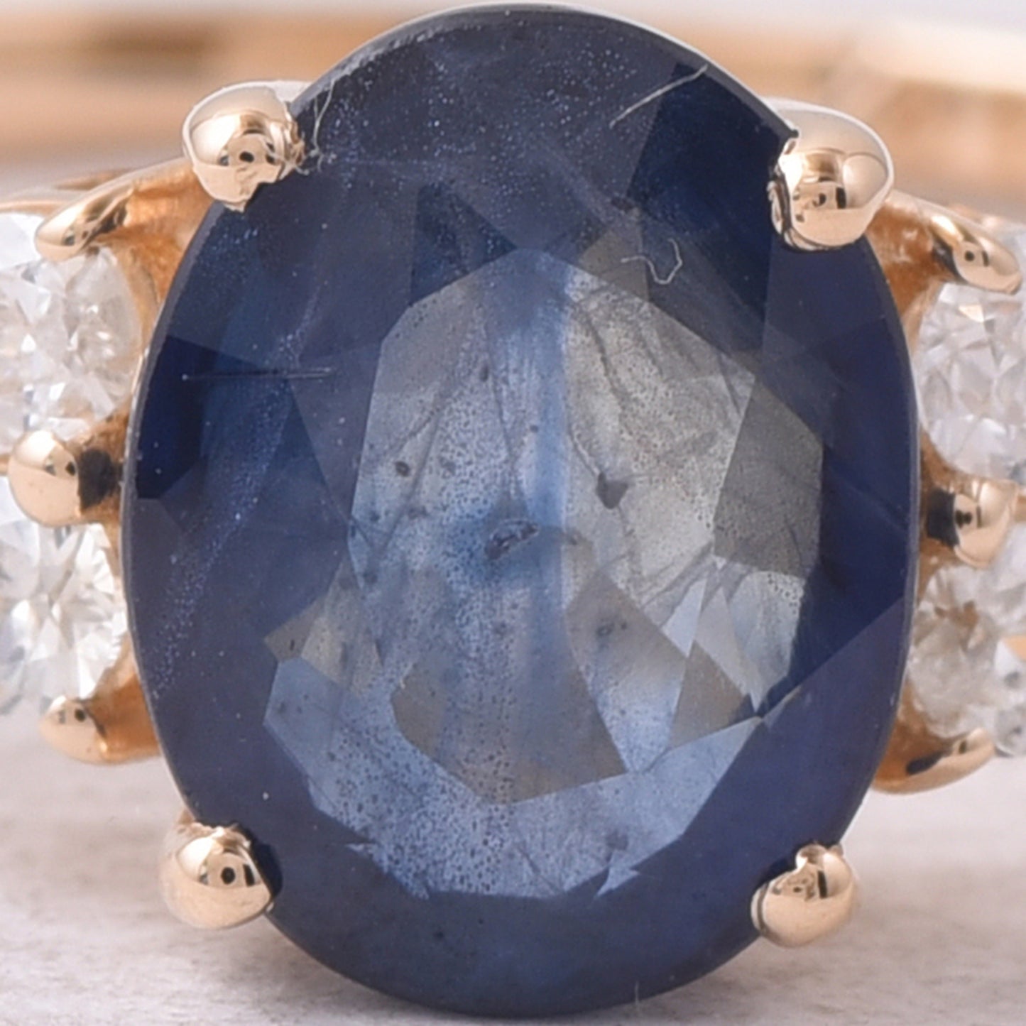 1.86 Ct Oval Mixed Cut Natural Sapphire 14K Gold Ring