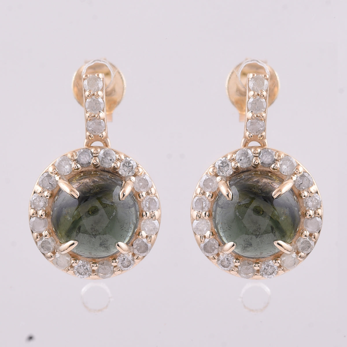 4.14 Ct Round Tourmaline 9K Gold Earrings
