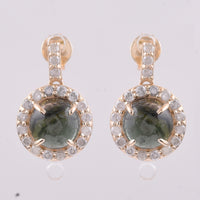 4.14 Ct Round Tourmaline 9K Gold Earrings