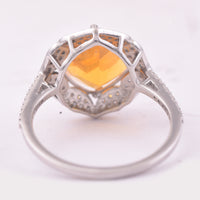 2.19 Ct Cushion Mixed Cut Natural Fire Opal 950 Platinum Ring