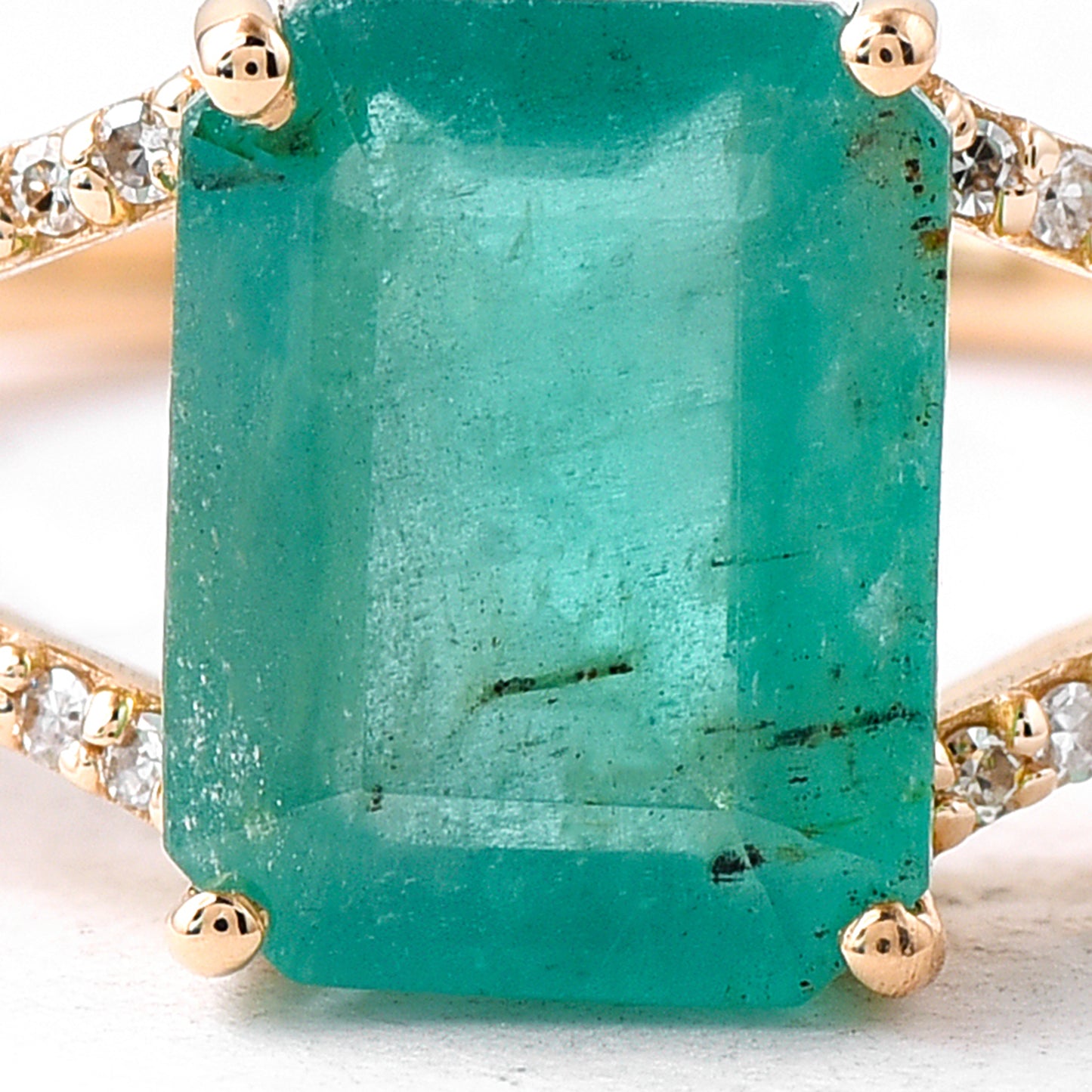 2.35 Ct Octagon Step Cut Natural Emerald 14K Gold Ring