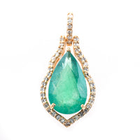 1.95 Ct Pear Mixed Cut Natural Emerald 14K Gold Pendant
