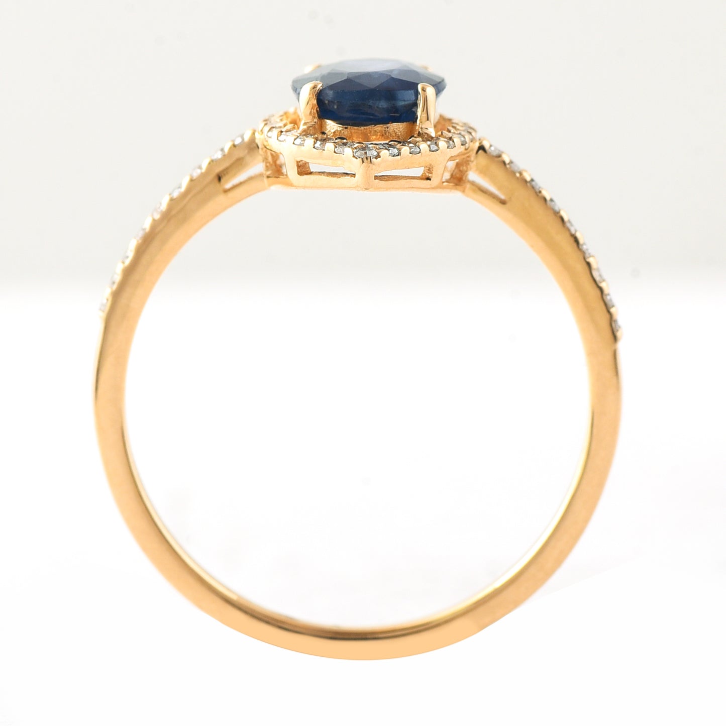 1.38 Ct Oval Mixed Cut Natural Sapphire 14K Gold Ring