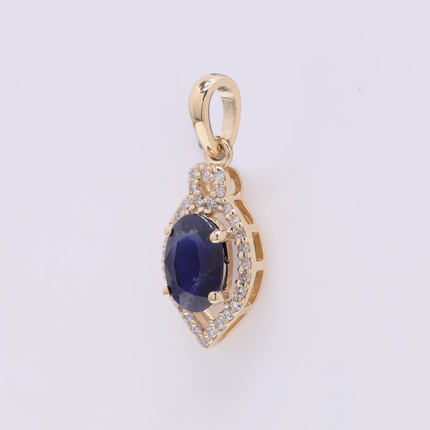 1.04 Ct Oval Mixed Cut Natural Sapphire 14K Gold Pendant