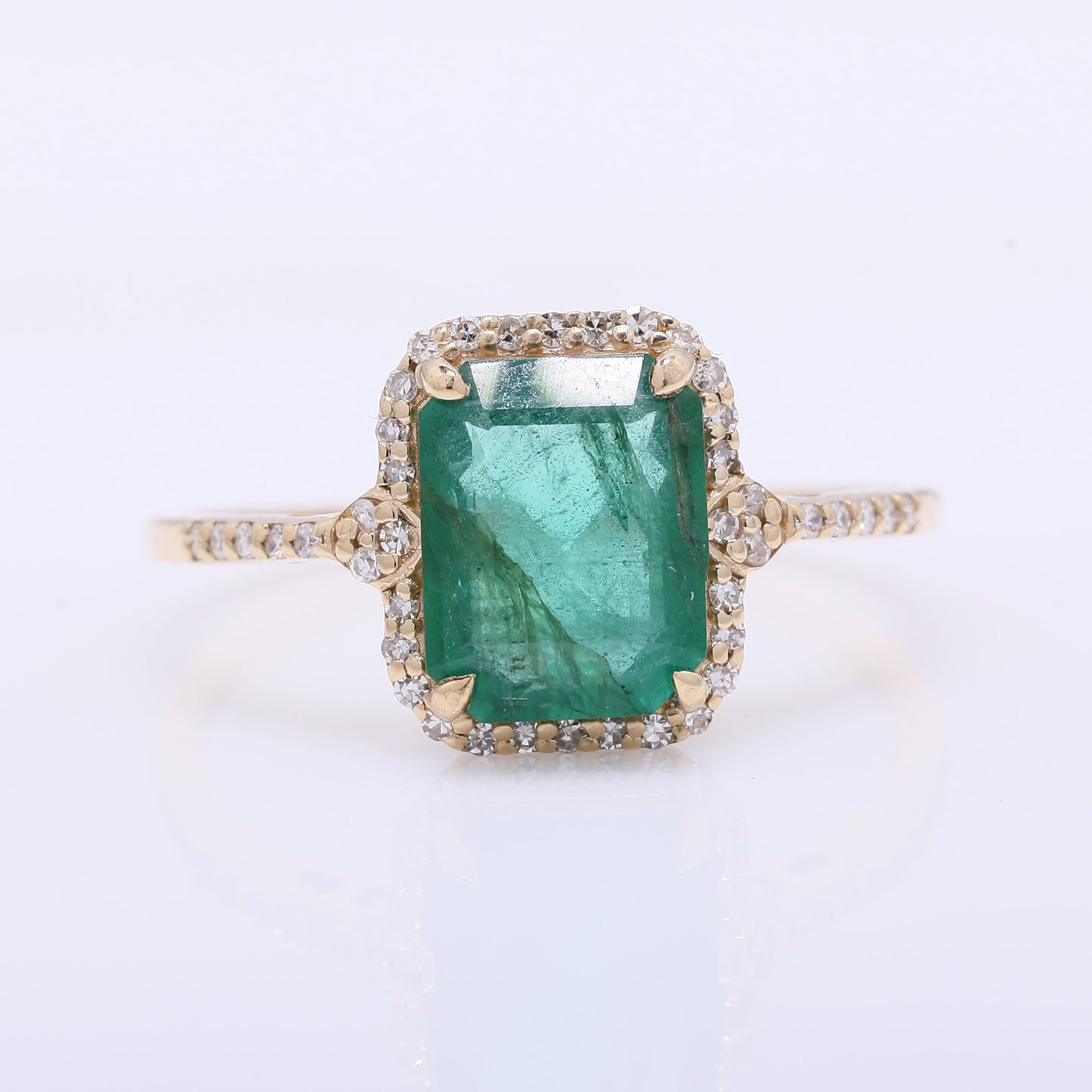 1.83 Ct Octagon Step Cut Natural Emerald 14K Gold Ring
