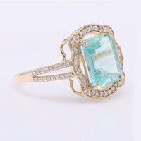 2.91 Ct Octagon Step Cut Natural Emerald 14K Gold Ring