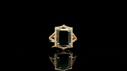 4.08 Ct Octagon Natural Sapphire 14K Gold Ring