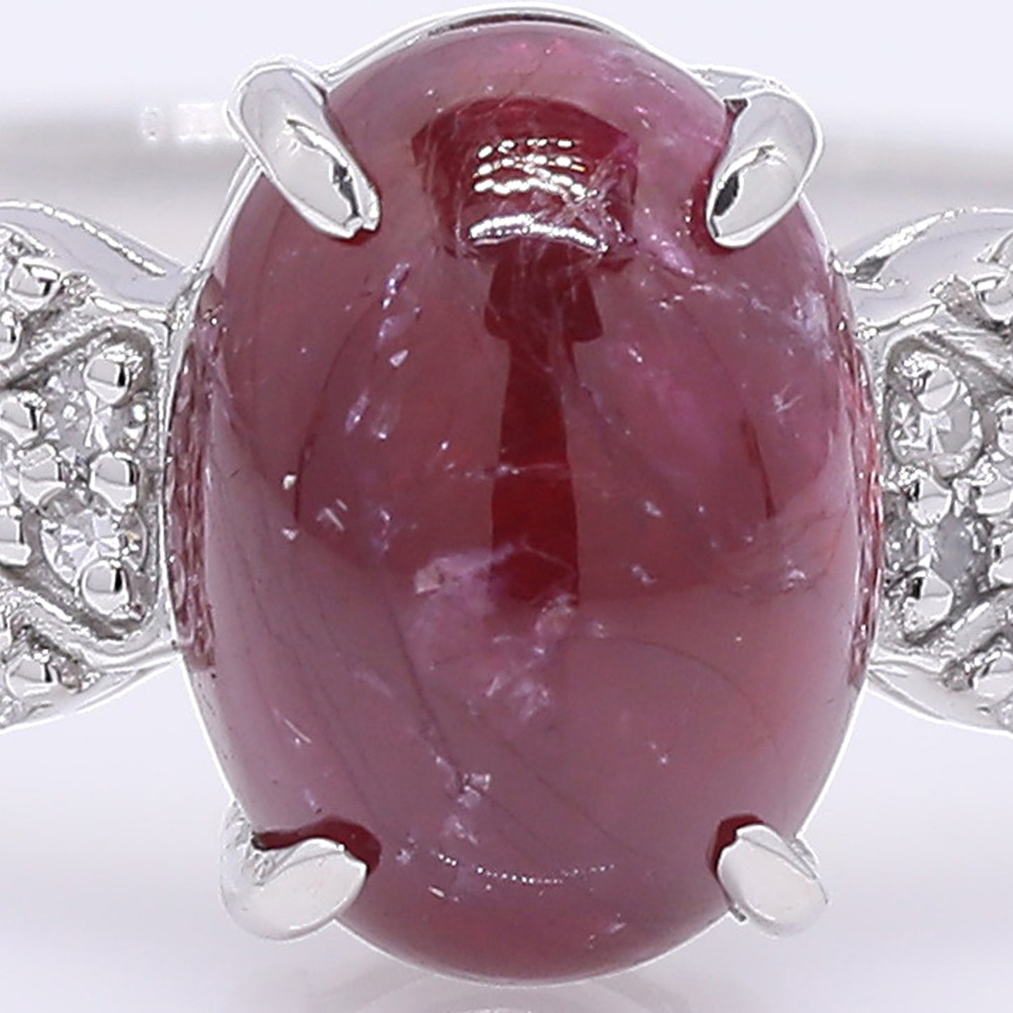 2.28 Ct Oval Cabochon Cut Natural Ruby 950 Platinum Ring