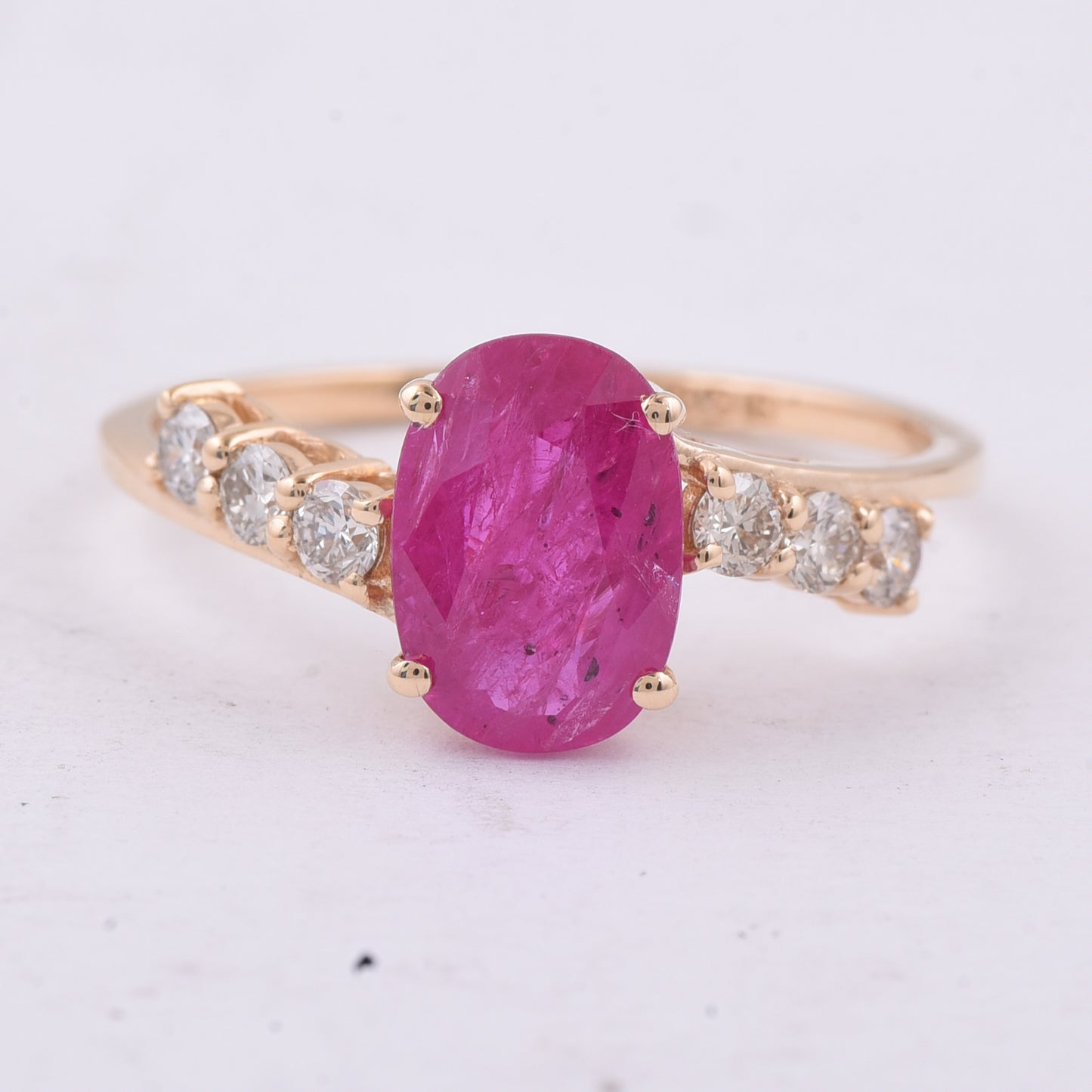 2.16 Ct Oval Natural Ruby 14K Gold Ring