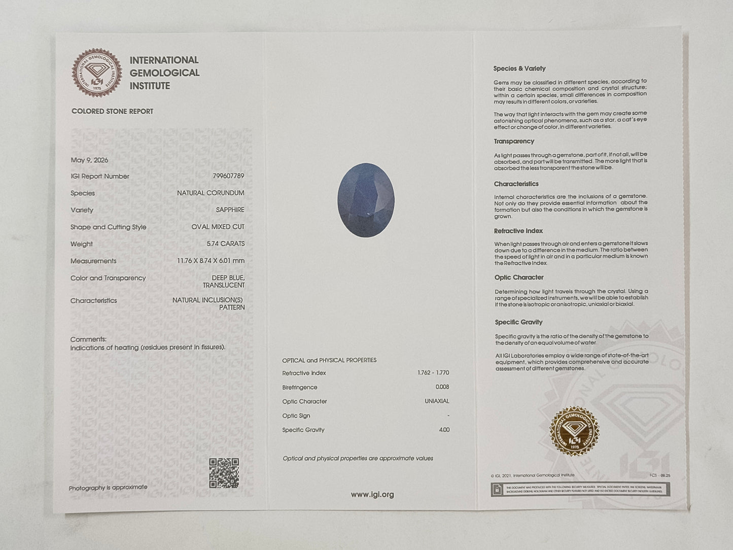 5.74 Natural Corundum Sapphire Oval Mixed Cut Gemstone