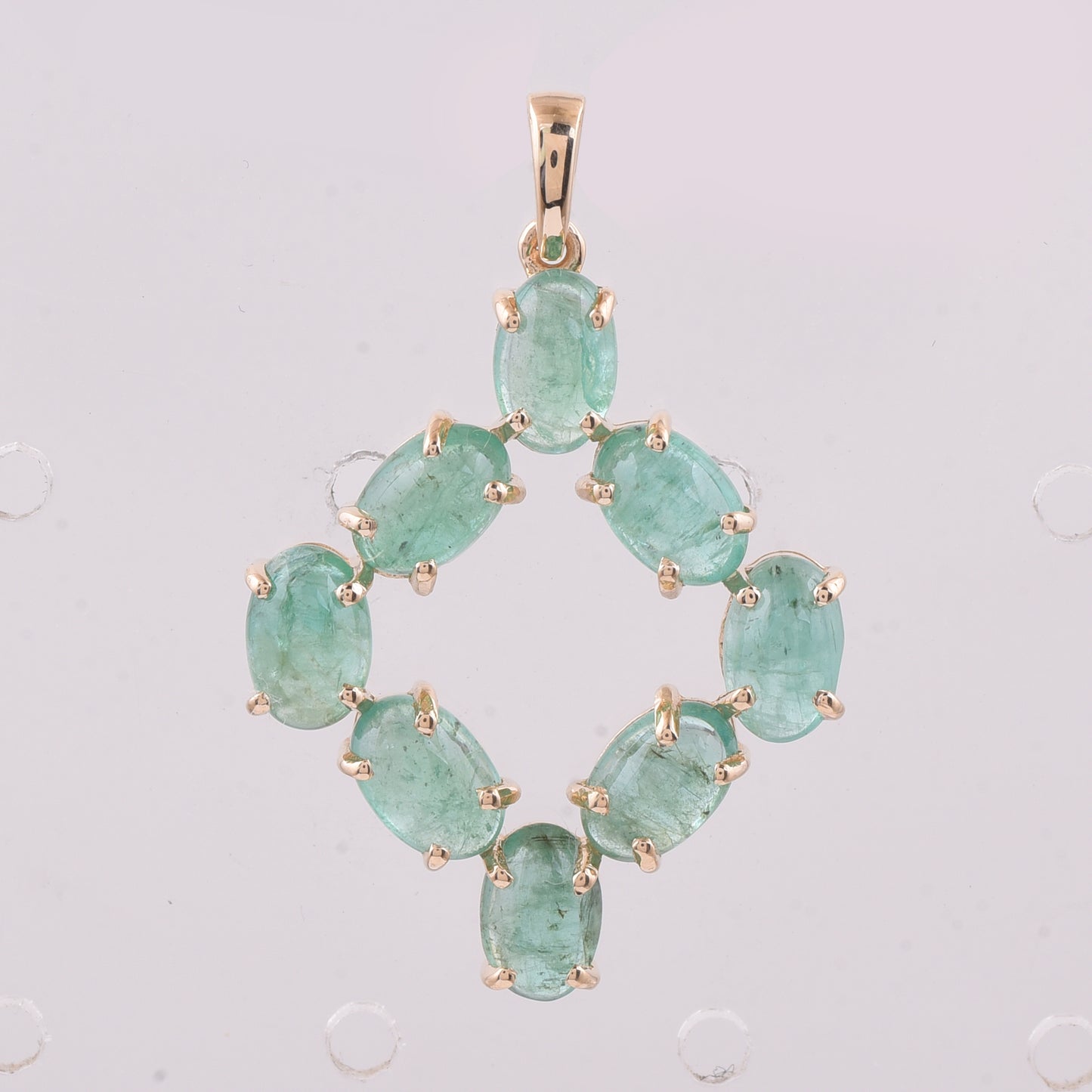 3.94 Ct Oval Cabochon Cut Natural Emerald 14K Gold Pendant